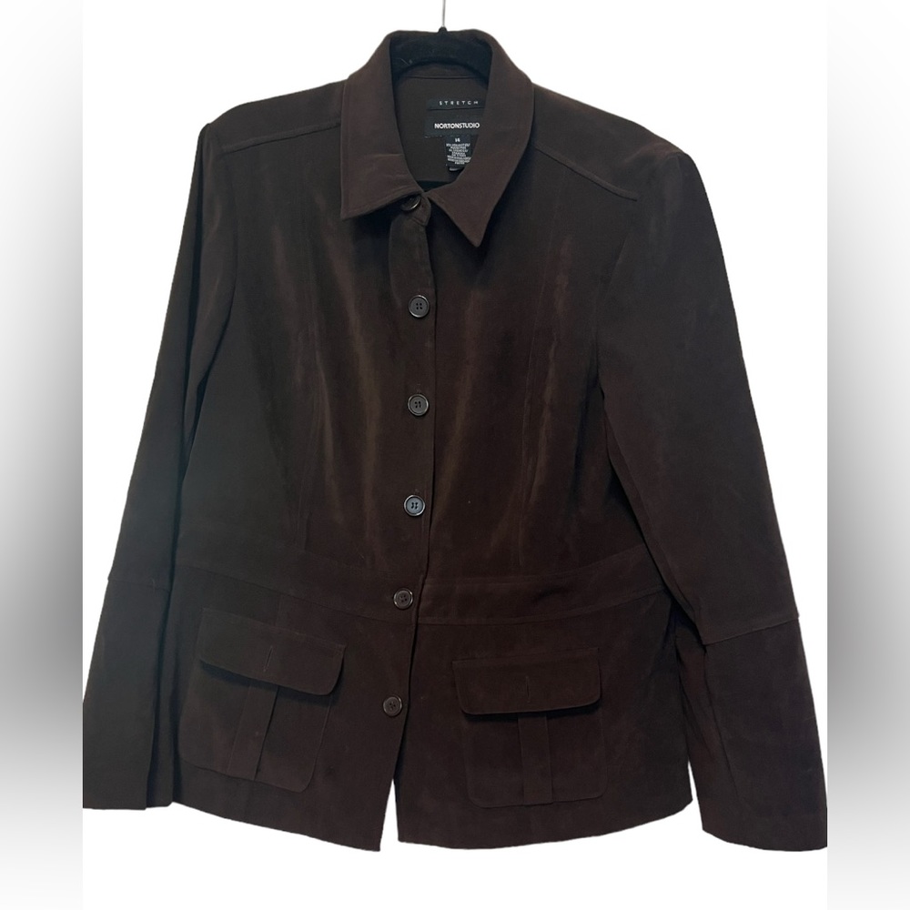 NortonStudio Gorgeous Chocolate Brown lightweight Soft Stretch Button Up size 14